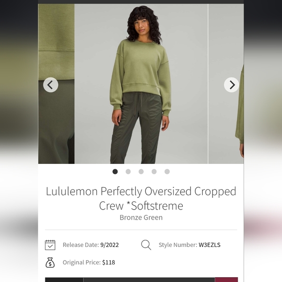 Lululemon Perfectly Oversized Cropped Crew *Softstreme, size 8 - Picture 7 of 7